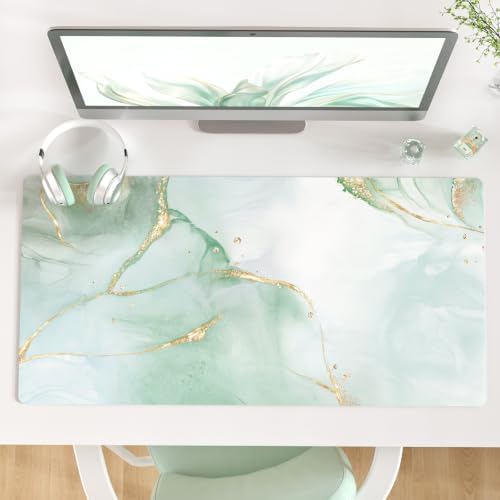 QIYI PU Leather Large Mouse Pad, Waterproof Desk Mat, 31.5" x 15.7", Marble