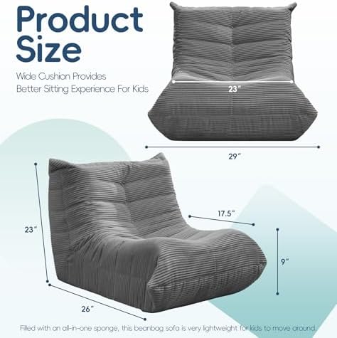 Hobestluk Medium Bean Bag Chairs Lounge Floor Chair BeanBag Couch Togo Sofa