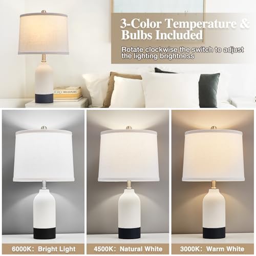 Luvkczc Ceramic Table Lamp Set of 2, Adjustable Color Temperature