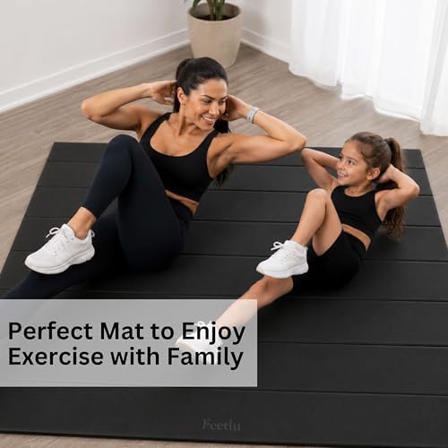 Extra Wide & Large Foldable Yoga Mat, 72" x 48", 6mm/8mm Thick
