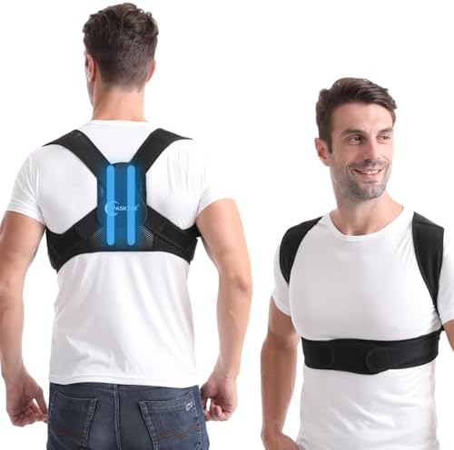 Paskyee Posture Corrector for Women and Men, Adjustable Back Brace for Neck, Shoulder, and Upper Back Pain Relief, Back Straightener for Clavicle Support Black S/M