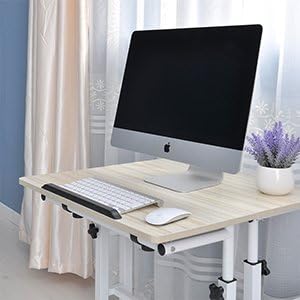 soges Mobile Standing DeskAdjustable Height, Roling Sit-Stand Desk, Maple