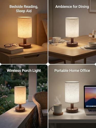 CHLORANTHUS 2 Pack Rechargeable Cordless Table Lamp – 4000mAh Battery Bedside Lamp, Mini Touch Control Dimmable LED Light with 3 Color Modes