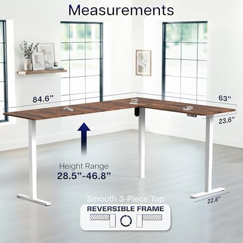VIVO Rustic Vintage Brown 84 x 63 in Corner Standing Desk, DESK-E3CTWN-84
