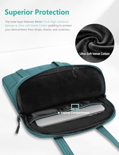 HYZUO 15-16 Inch Puffy Laptop Case Sleeve Padded Handbag, Dark Green