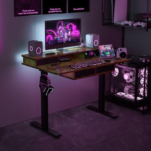 FiCiHi 48x30Inch Standing Desk with Drawers,Electric Height Adjustable Desk