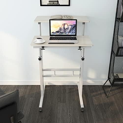 soges 23.6inch Height Adjustable Desk Laptop Desk on The Wheels, Beige