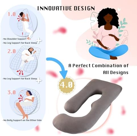 ALLOPERA Pregnancy Pillow, Full Body Maternity Pillow 57 inch, with Removable Washable Cover - Sleep Support for Legs, Back, Neck, Shoulder, HIPS, Belly for Pregnent Women (Cooling Cover)