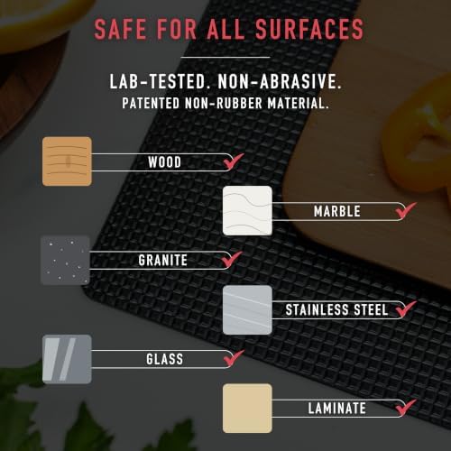 CatTongue Grips 8"x12" Non-Slip Grip Pad, Non-Adhesive, Black & Clear, 2-Pk