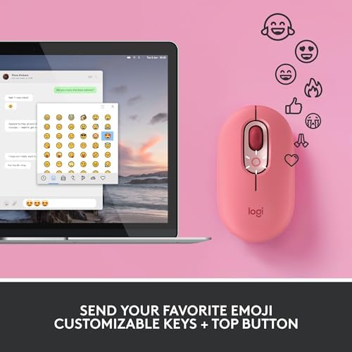Logitech POP Keys + POP Mouse - Wireless Keyboard and Bluetooth Mouse Combo with Typewriter-Style Mechanical Keys, Emoji Features, Cute Compact Design - Heartbreaker Rose