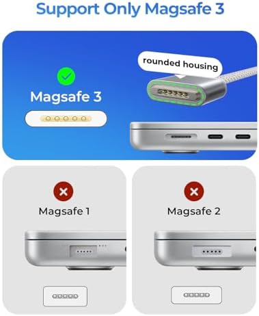 LISEN MacBook Charger USB-C to Magnetic 3 Cable (6.6FT) for M4/M3/M2 MacBook Pro Air M5 Charger, 140W Magnetic Safe 3 Cable Computer Laptop Cord for Pro (16"/14" 2026-2021) Air (15''/13'' 2026-2022)