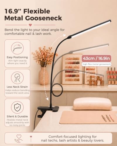 Nail Light for Desk Clip On Clamp, Table Puzzle Craft Lash Tech Lamp