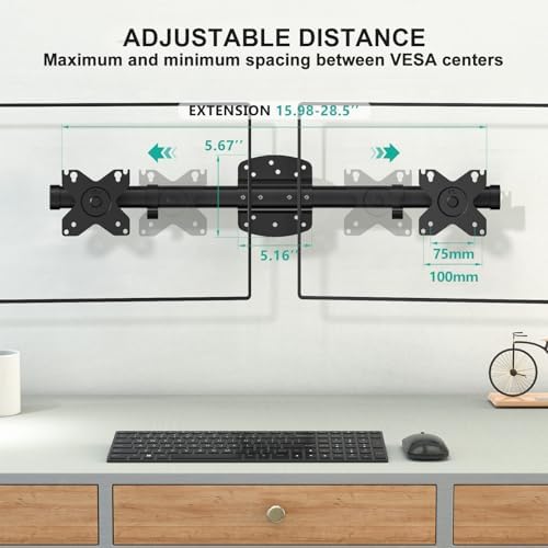 WALI Dual Monitor Wall Mount for 13-27 inch Screens, up to 22lbs