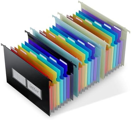 ThinkTex Plastic Expanding Hanging File Folders, 7 * 1.2" Accordion Pockets