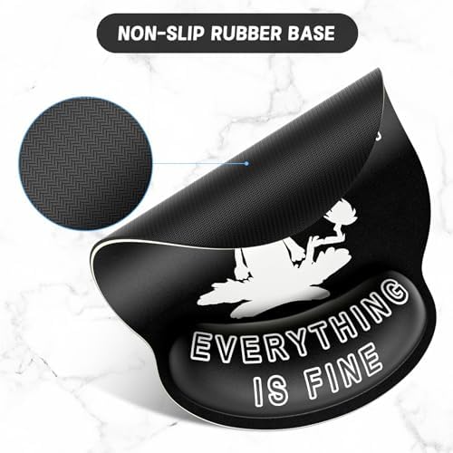 ITNRSIIET Ergonomic Mouse Pad with Wrist Support Wrist Rest Smooth Surface Non-Slip Rubber Base Comfortable Office Supplies Pain Relief, 9.8 x 9.1 inches, Funny Cat