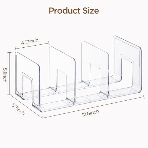 HBlife Widened 4.17 Inch Clear Acrylic Kids Shoe Rack for Closet Organizers and Storage, Small Shoe Rack 3 Sections Toddler Baby Shoe Storage Organizer Shelf, Desk File Book Purse Organizer(2 Pack)