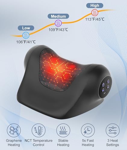 Neck Massager with Heat, Red Light & Vibration Adjustable, Heated Neck Stretcher with 3 Modes, Rechargeable Cervical Traction Device for Pain Relief & Muscle Relaxation, Gift for Women Men
