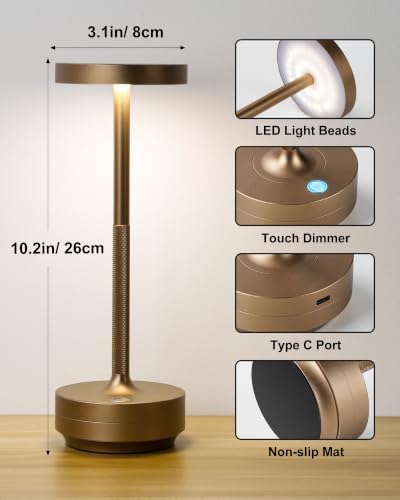 LED Cordless Lamp 5000mAh Outdoor Table Lights Rechargeable Bronze