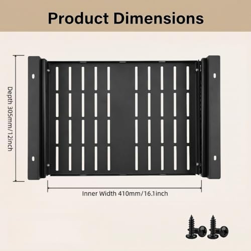 Under Desk Laptop Mount, Sliding Out Metal Laptop Tray with Ventilated Heat Dissipation, Heavy-Duty Steel Under Desk Storage Shelf for Home Office Desktop Hidden Device Organization