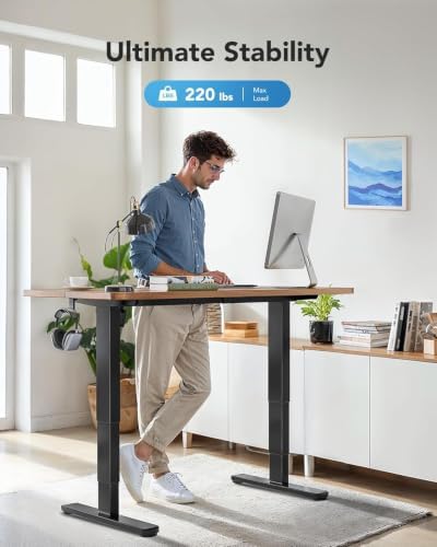 HUANUO 3-Stage Standing Desk Frame with Double Crossbeam,Black Frame Only