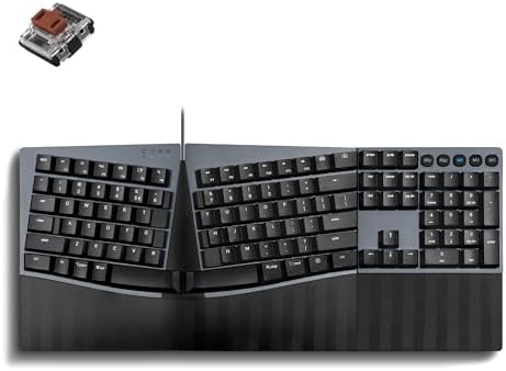Perixx PERIBOARD-535BR [Firmware Updated] Wired Ergonomic Mechanical Keyboard - Full-Size - Low-Profile Brown Tactile Switches - NKRO Anti-Ghosting - Compatible with Windows and macOS