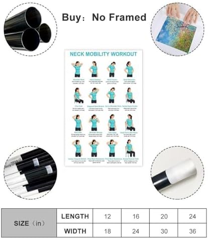 Neck And Shoulder Stretch Chart for Seniors Desk Workers Gentle Seated And Standing Neck Exercises Daily Home Stretch Canvas Poster Bedroom Decor Room Decor Unframe 12x18inch