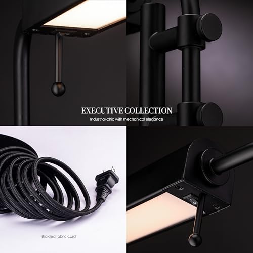 O'Bright Aurora LED Pharmacy Desk Lamp - Swing Arm, Industrial Design for Reading, Crafting, Work,10W LED, Adjustable Height 18.5-24.5 inches - Ideal for Living Room, Bedside, Office - Black