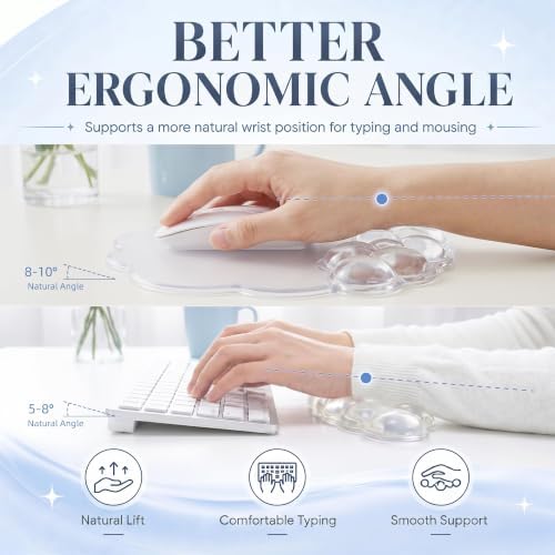 Gel Cloud Wrist Rest, Keyboard & Mouse Pad Set for Office, Non-Slip Support