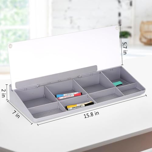 DOLLAR BOSS Glass Desk Whiteboard Small Dry Erase Board, Grey