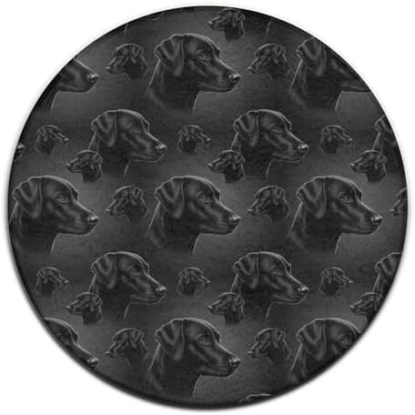 Highly Premium Quality Floor Mat, Office Chair Decor Mat, Room Sofa Yoga Soft Round Carpet Black Labrador Dog Art