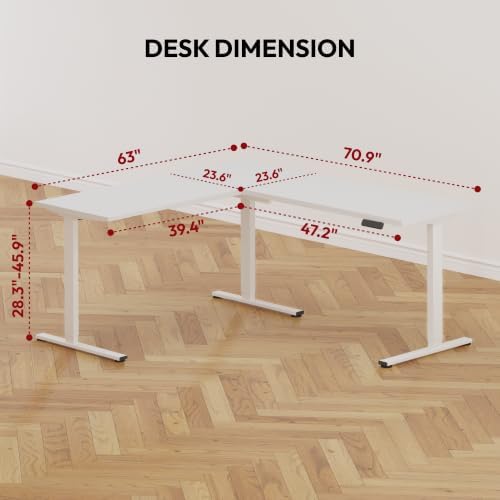 SANODESK 71x63 Electric L-Shaped Corner Standing Desk with Storage