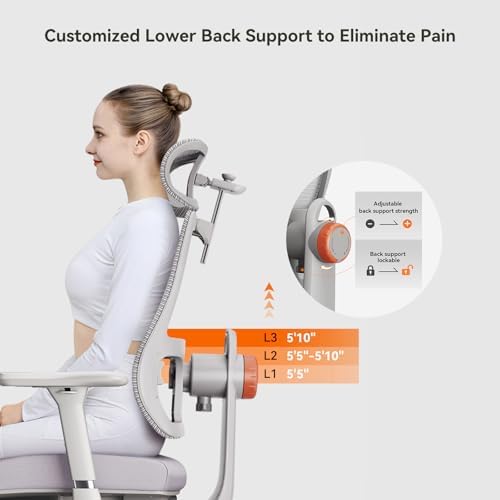 Newtral Ergonomic Office Chair, Auto-Following Lumbar Support Desk Chair with Footrest (Grey, 5D Headrest)