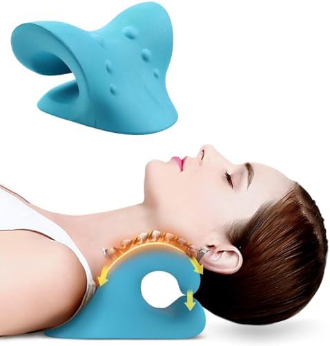 Neck Hump Corrector, Cervical Traction Device, Neck Stretcher for Pain Relief, Neck Stretcher Cervical Traction, Neck and Shoulder Relaxer, Neck Traction Device for TMJ (Blue)