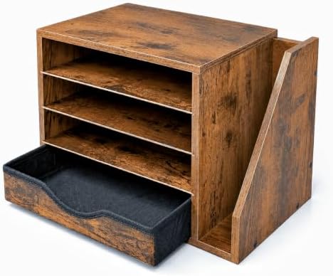 Wooden Desk Organizer with Drawers, Office Paper Mail and Organizer Wood