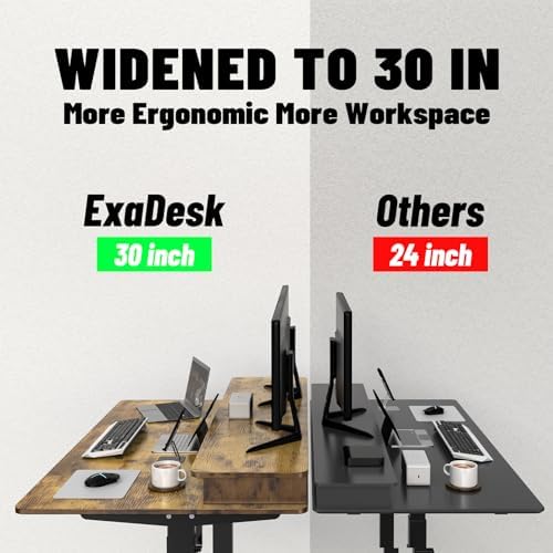 55 * 30 Inches Electric Standing Widened Desk Adjustable Height with 4 Drawers, Double Storage Shelves Stand Up Desk, Home Office Workstation Sit Stand up Desk (Rustic Brown)