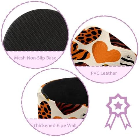 Leather Pen Holder for Desk, Leopard Heart Pencil Cup Pen Organizer Makeup Brush Holder for Office Home Kids Countertop Desk Accessory Storage