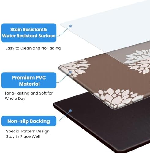2PCS Kitchen Mats for Floor, Anti Fatigue Non-slip Larger Khaki Rug