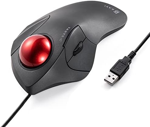 SANWA Wired Trackball Mouse, Index Finger Roller Ball Mouse for Large Hands