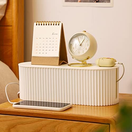 FABROK Cable Management Box, Cord Hider Box with Lid, Large, White
