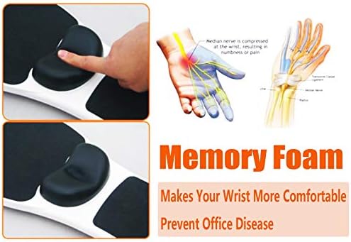 Armrest Mouse pad with arm Wrist Rest Support Adjustable Ergonomic Computer Mouse mat for Chair Home&Office Chair Extender Attachable Black White