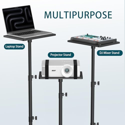 GLEAM Projector Stand Tripod from 23" to 51", Laptop Tripod Stand with Elastic Band, Height Adjustable for Office, Home, Stage, Studio, Multifunctional DJ Rack Stand