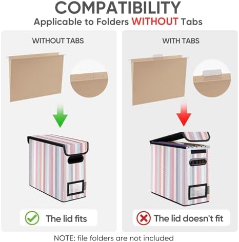 BALEINE File Organizer Box with Lid, Collapsible Hanging File Storage Box