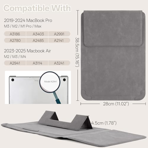15-16 inch Laptop Sleeve Case with Stand for MacBook Pro 16/Air 15