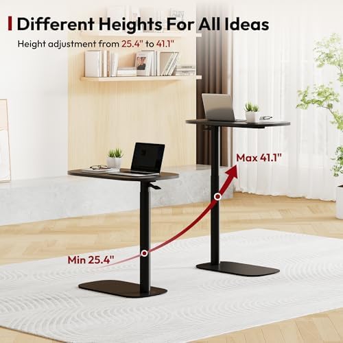 SANODESK 24''Standing Desk Pneumatic Height Adjustable Mobile Overbed Table