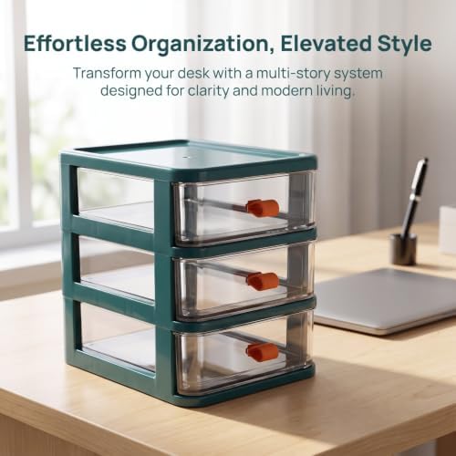 Transparent Desktop Storage Box 3 Layer Drawer Organizer