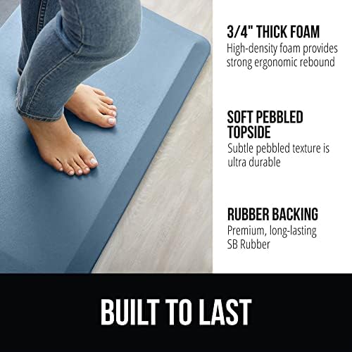 GORILLA GRIP Cushioned Antifatigue Kitchen Mat for Floor, 24x17, Sky Blue