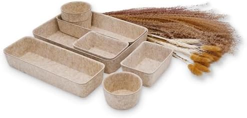 Welaxy Office Desk Drawer Organizer Tray hygge aesthetics 8 pc bin Oatmeal