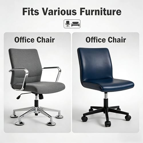 5 Pack 2 Inch Bell Glides for Office Chair, Low Profile Caster Replacement, Convert Swivel Wheels to Fixed Stationary Feet, Hardwood Floor Protector, Silver