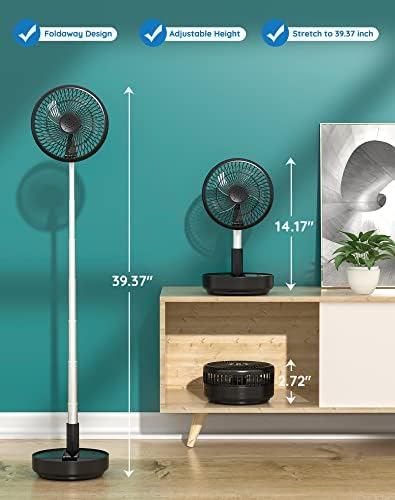 Portable Fan for Travel, Rechargeable Oscillating Fan with Remote