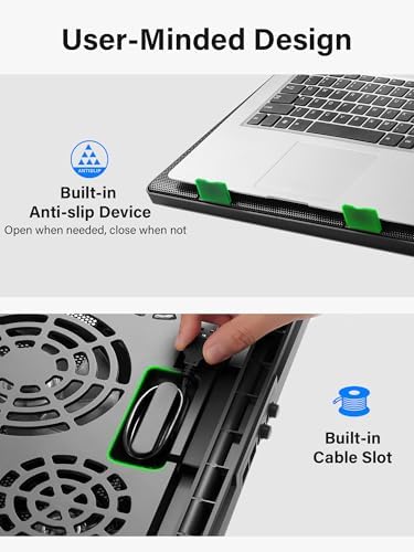 Kootek Laptop Cooling Pad Cooler Stand with 5 Quiet Fans for 12"-17" Laptop